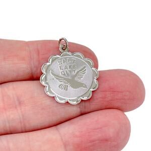 Vintage Silver-Plated Salt Lake City Medal Charm Pendant